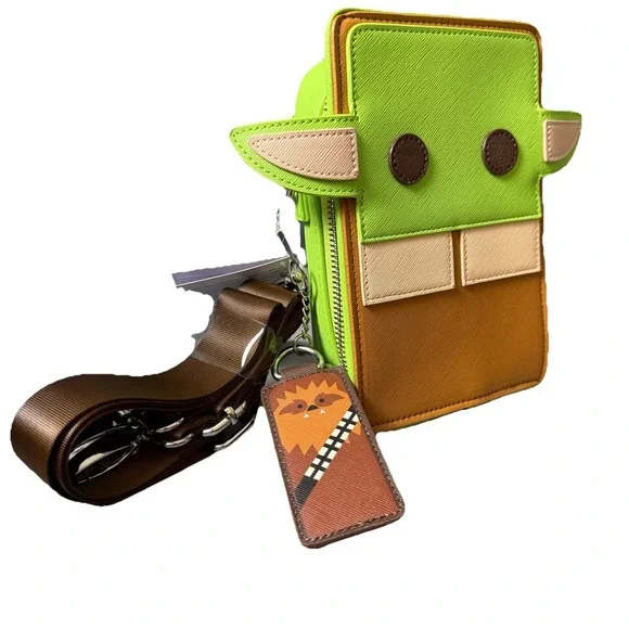 Disney Star Wars Grogu Baby Yoda Crossbody Bag Chewbacca Charm new - Picture 1 of 13